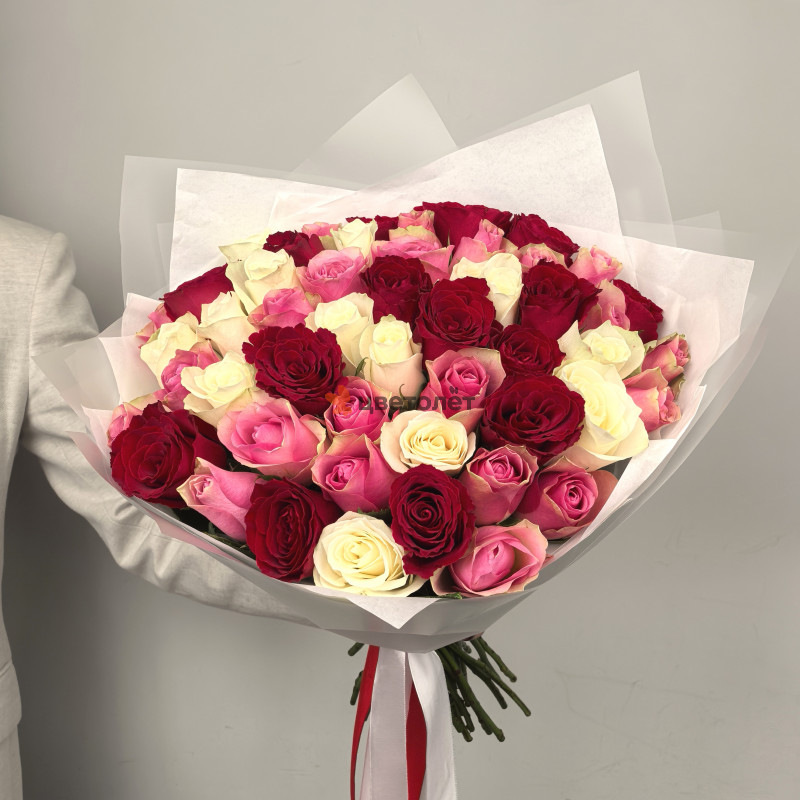 Букет 51 роза микс